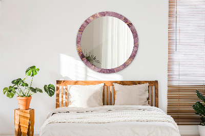 Miroir rond imprimé Marbre avec de l'or