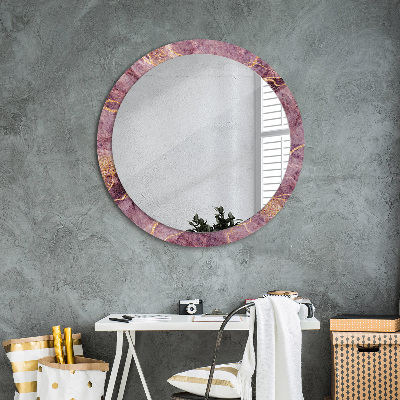 Miroir rond imprimé Marbre avec de l'or