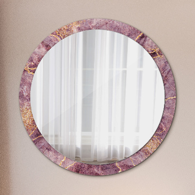 Miroir rond imprimé Marbre avec de l'or