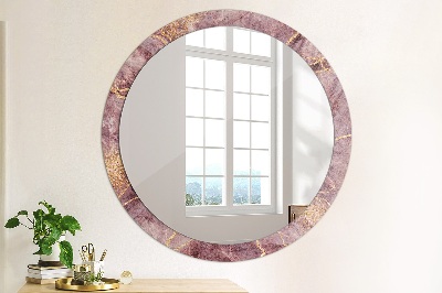 Miroir rond imprimé Marbre avec de l'or