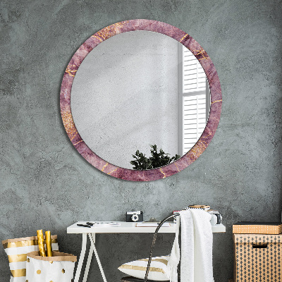 Miroir rond imprimé Marbre avec de l'or