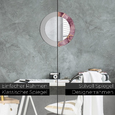 Miroir rond imprimé Marbre avec de l'or