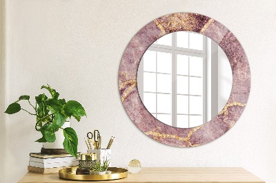 Miroir rond imprimé Marbre avec de l'or