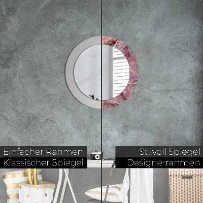 Miroir rond imprimé Marbre avec de l'or