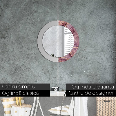 Miroir rond imprimé Marbre avec de l'or