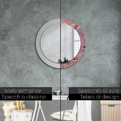 Miroir rond imprimé Marbre avec de l'or