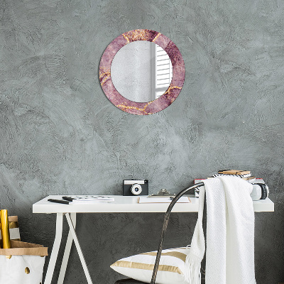 Miroir rond imprimé Marbre avec de l'or