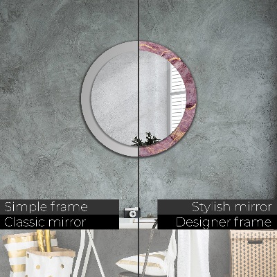 Miroir rond imprimé Marbre avec de l'or