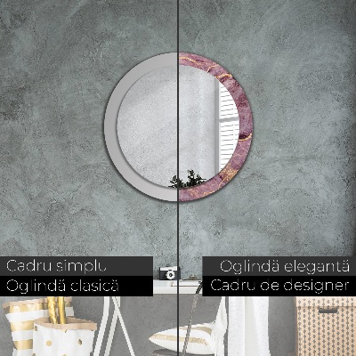 Miroir rond imprimé Marbre avec de l'or