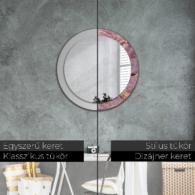 Miroir rond imprimé Marbre avec de l'or