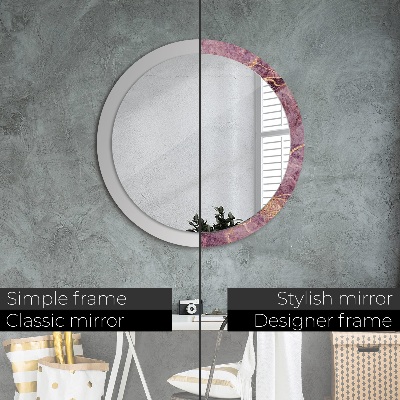Miroir rond imprimé Marbre avec de l'or
