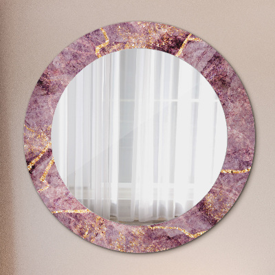 Miroir rond imprimé Marbre avec de l'or