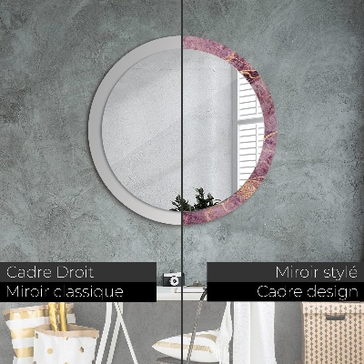 Miroir rond imprimé Marbre avec de l'or