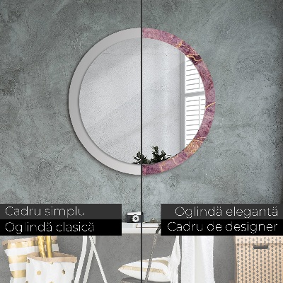 Miroir rond imprimé Marbre avec de l'or