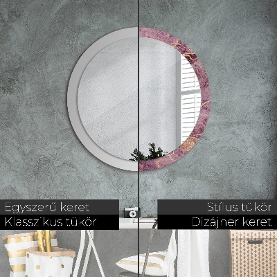 Miroir rond imprimé Marbre avec de l'or