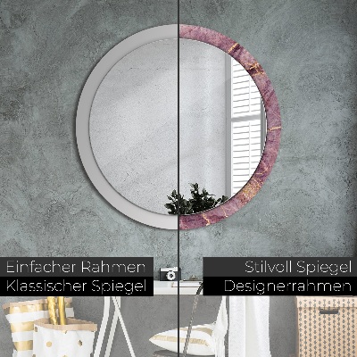 Miroir rond imprimé Marbre avec de l'or