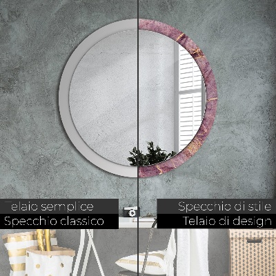 Miroir rond imprimé Marbre avec de l'or