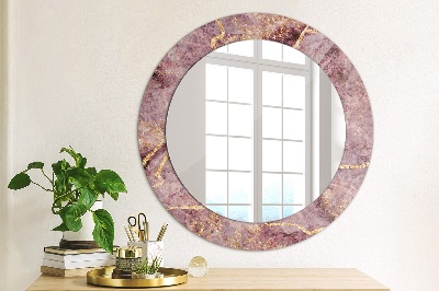 Miroir rond imprimé Marbre avec de l'or