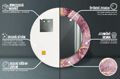 Miroir rond imprimé Marbre avec de l'or
