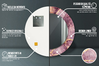 Miroir rond imprimé Marbre avec de l'or