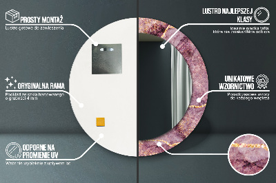 Miroir rond imprimé Marbre avec de l'or