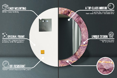 Miroir rond imprimé Marbre avec de l'or