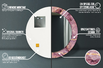 Miroir rond imprimé Marbre avec de l'or