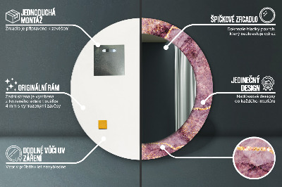 Miroir rond imprimé Marbre avec de l'or