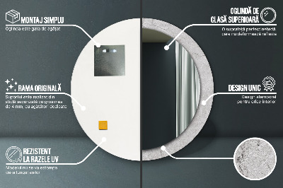 Miroir rond avec décoration Ciment gris