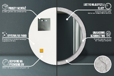 Miroir rond avec décoration Ciment gris