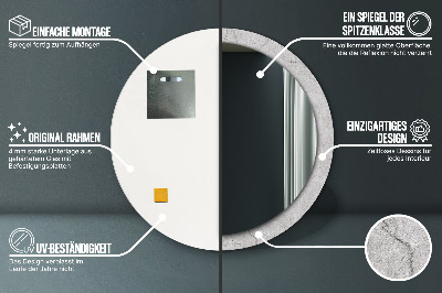 Miroir rond avec décoration Ciment gris
