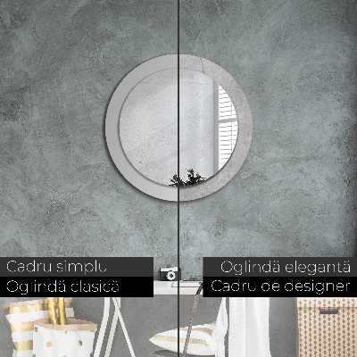 Miroir rond avec décoration Ciment gris