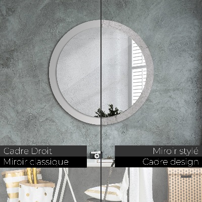 Miroir rond avec décoration Ciment gris