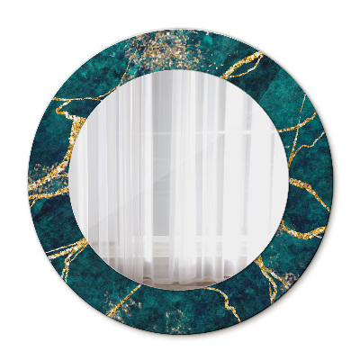 Miroir rond imprimé Marbre malachite vert