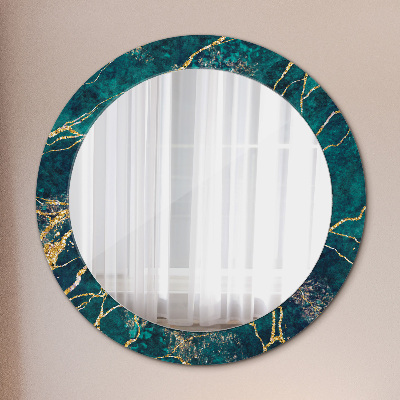 Miroir rond imprimé Marbre malachite vert