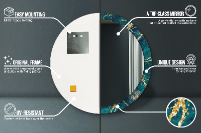 Miroir rond imprimé Marbre malachite vert