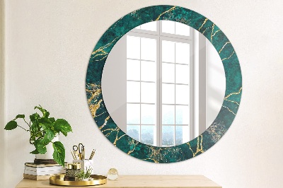 Miroir rond imprimé Marbre malachite vert
