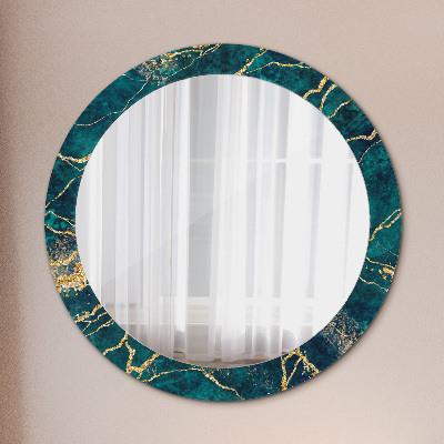 Miroir rond imprimé Marbre malachite vert