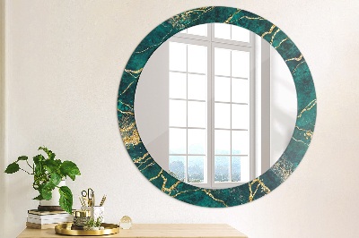 Miroir rond imprimé Marbre malachite vert