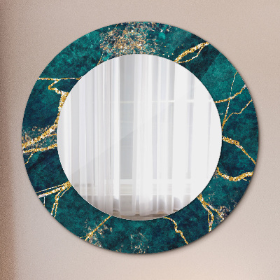 Miroir rond imprimé Marbre malachite vert