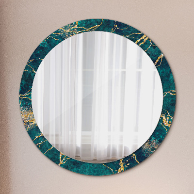 Miroir rond imprimé Marbre malachite vert