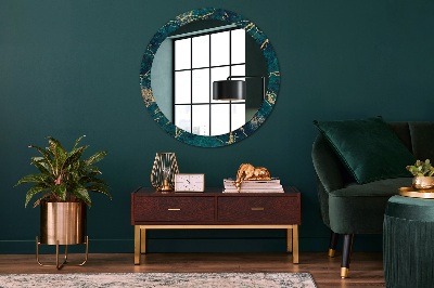 Miroir rond imprimé Marbre malachite vert