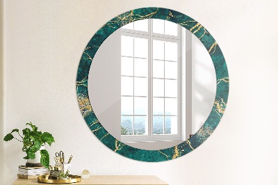 Miroir rond imprimé Marbre malachite vert