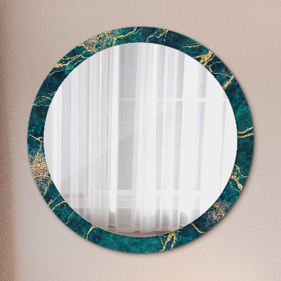 Miroir rond imprimé Marbre malachite vert