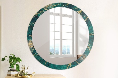 Miroir rond imprimé Marbre malachite vert