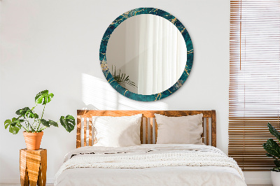 Miroir rond imprimé Marbre malachite vert