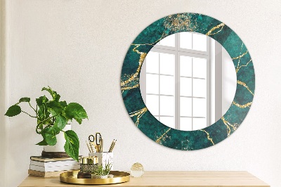 Miroir rond imprimé Marbre malachite vert