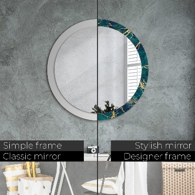 Miroir rond imprimé Marbre malachite vert