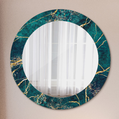Miroir rond imprimé Marbre malachite vert