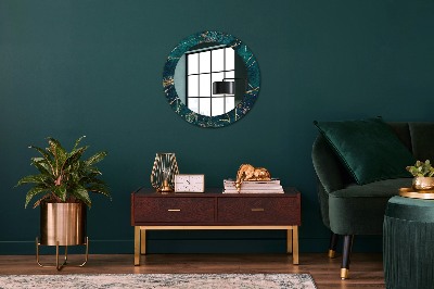 Miroir rond imprimé Marbre malachite vert